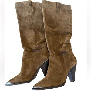 Free People Brown Suede Heeled Boots